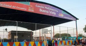 Rehabilitan cancha y construyen parque infantil en Buena Vista